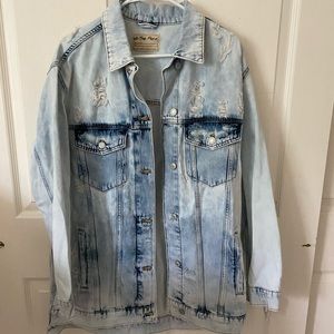 Free People Destroyed Long & Trucker Jacket
